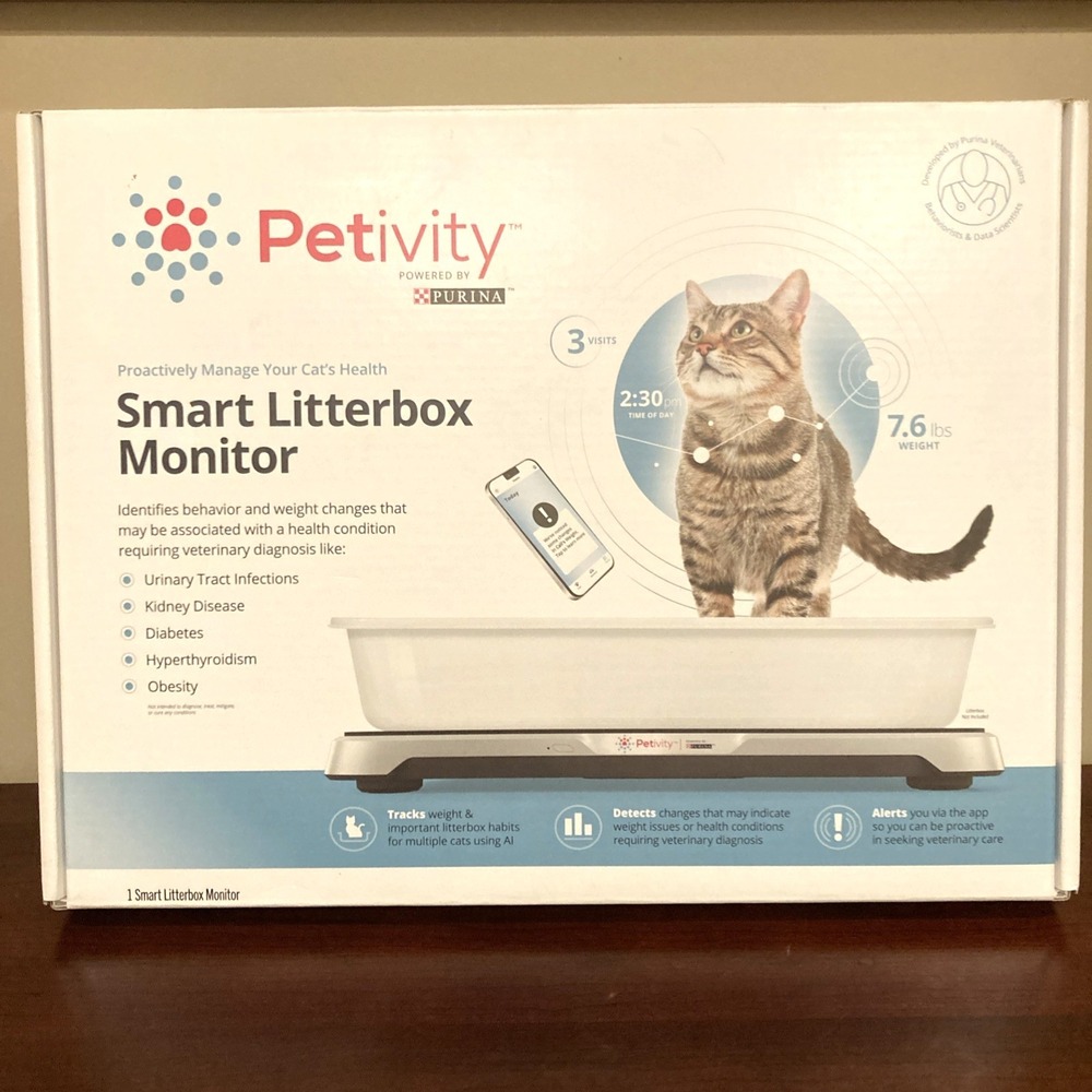 Petivity Smart Litterbox Monitor Health Tracking Alert System for Cats Open Box